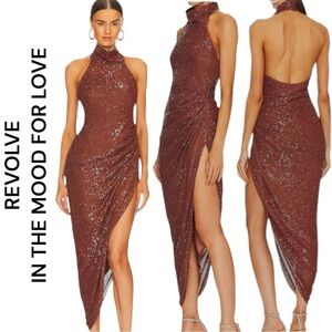 NWT IN THE MOOD FOR LOVE MARISSA HALTER NECK COCKTAIL FORMAL DRESS IN  CHOCOLATE